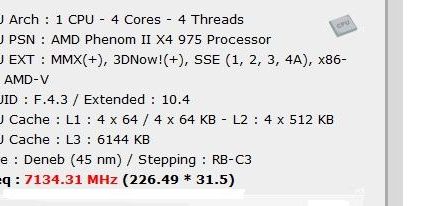 AMD Phenom II X4 975BE llevado hasta los 7.13 GHz