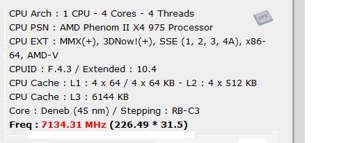 AMD Phenom II X4 975BE llevado hasta los 7.13 GHz