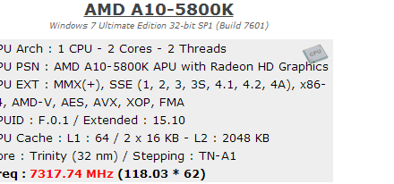 Logran llevar mediante overclock una APU A10-5800K hasta los 7.30 GHz