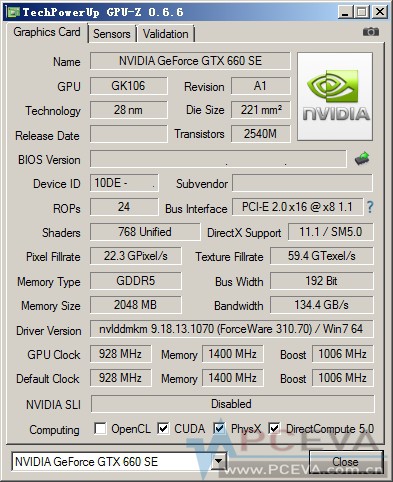 GPU-Z - Nvidia GeForce GTX 660 SE