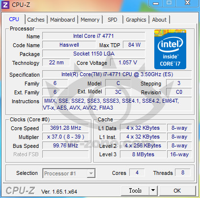 CPU-Z - Intel core i7 4771