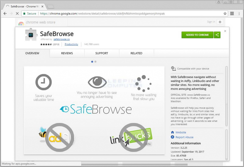 SafeBrowse es la primera extensión para Chrome con minero integrado